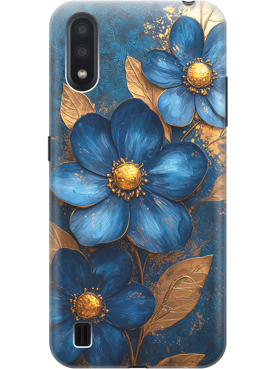 Силиконовый чехол на Samsung Galaxy A01 с принтом "Синие цветы, золотые листья", Прозрачный;золотистый;синий, 722444423
Силиконовый чехол на Samsung Galaxy A01 с принтом "Синие цветы, золотые листья", Прозрачный;золотистый;синий, 722444423