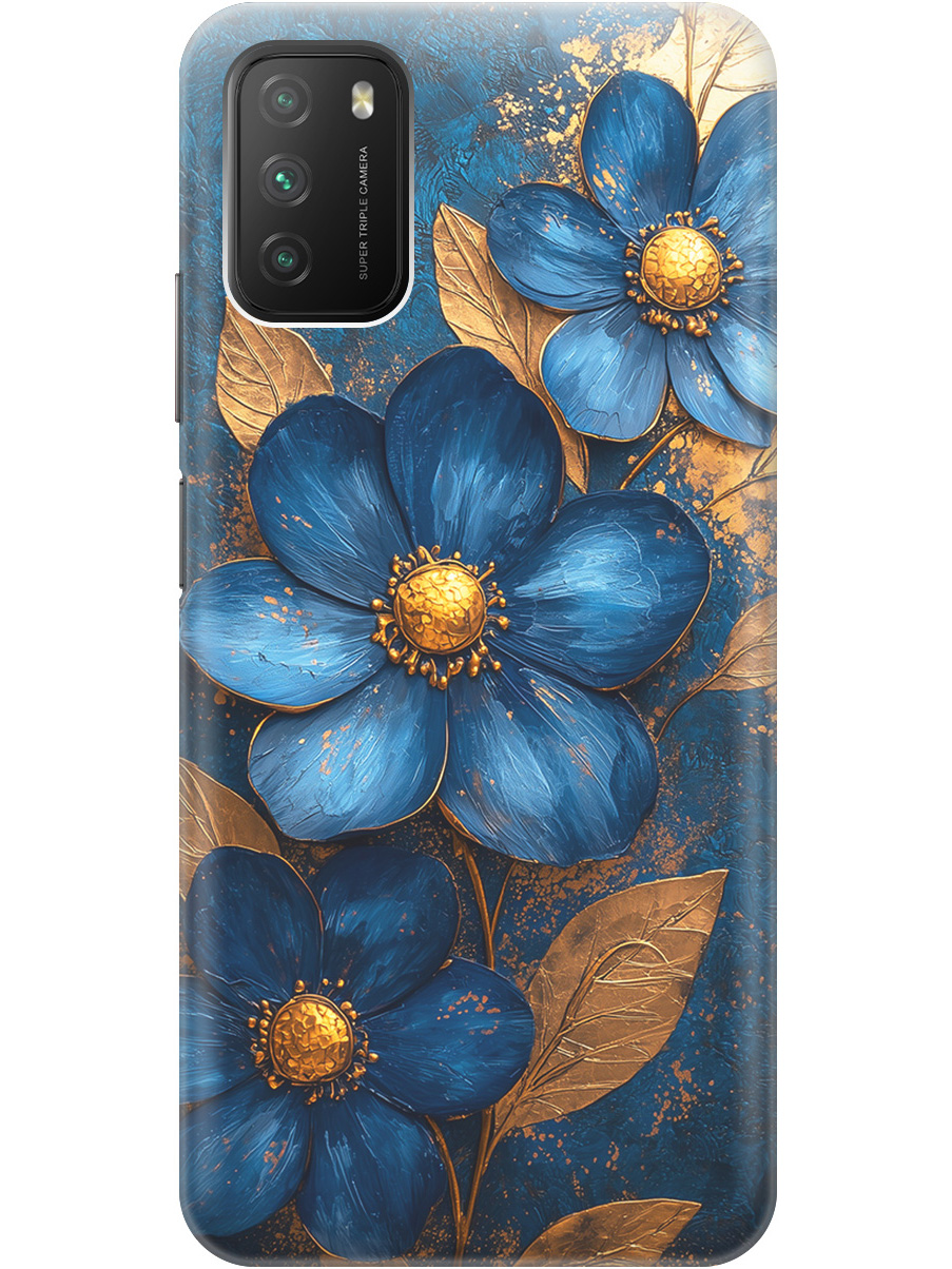 Силиконовый чехол на Xiaomi Redmi 9T, Poco M3 с принтом "Синие цветы, золотые листья", Прозрачный;золотистый;синий, 724142723
Силиконовый чехол на Xiaomi Redmi 9T, Poco M3 с принтом "Синие цветы, золотые листья", Прозрачный;золотистый;синий, 724142723