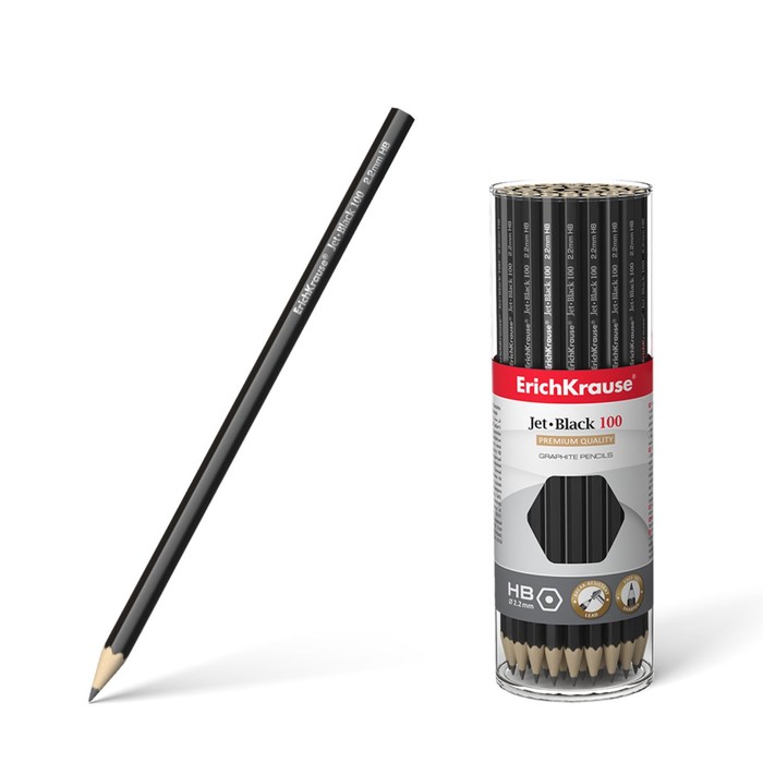 Карандаш чернографитный HB, 2.2 мм, ErichKrause Jet Black 100, шестигранный, из отборной д
Карандаш чернографитный HB, 2.2 мм, ErichKrause Jet Black 100, шестигранный, из отборной д