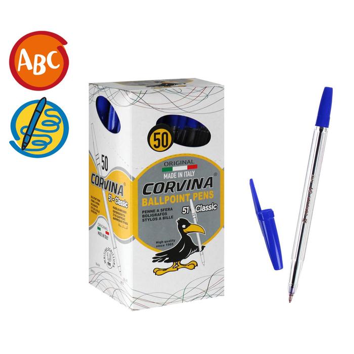 Ручка шариковая Corvina "51 Classic" синие чернила, узел 1,0 мм, прозрачный корпус (50 шт)
Ручка шариковая Corvina "51 Classic" синие чернила, узел 1,0 мм, прозрачный корпус (50 шт)