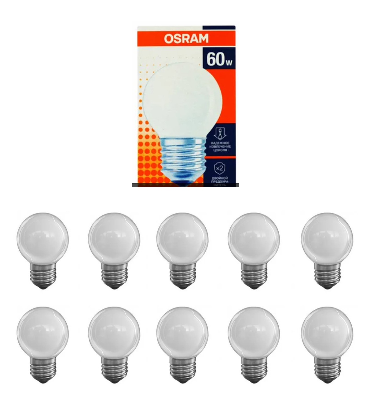 Лампочка накаливания OSRAM Шар P E27 60Вт 220В 2700К Теплый белый Диммируемая, упак. 10шт, Шар P E27 60Вт 220В 2700К Диммируемая
Лампочка накаливания OSRAM Шар P E27 60Вт 220В 2700К Теплый белый Диммируемая, упак. 10шт, Шар P E27 60Вт 220В 2700К Диммируемая