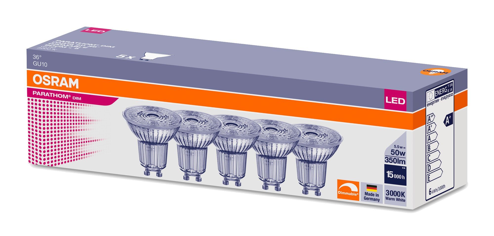 Лампа светодиодная OSRAM 4.5Вт 220В GU10 PAR 16350Лм 3000К теплый белый 5шт/уп, упак. 1шт, Софит 4.5Вт 220В GU10 PAR 16350Лм 3000К Диммируемая Экопак 5шт/уп
Лампа светодиодная OSRAM 4.5Вт 220В GU10 PAR 16350Лм 3000К теплый белый 5шт/уп, упак. 1шт, Софит 4.5Вт 220В GU10 PAR 16350Лм 3000К Диммируемая Экопак 5шт/уп