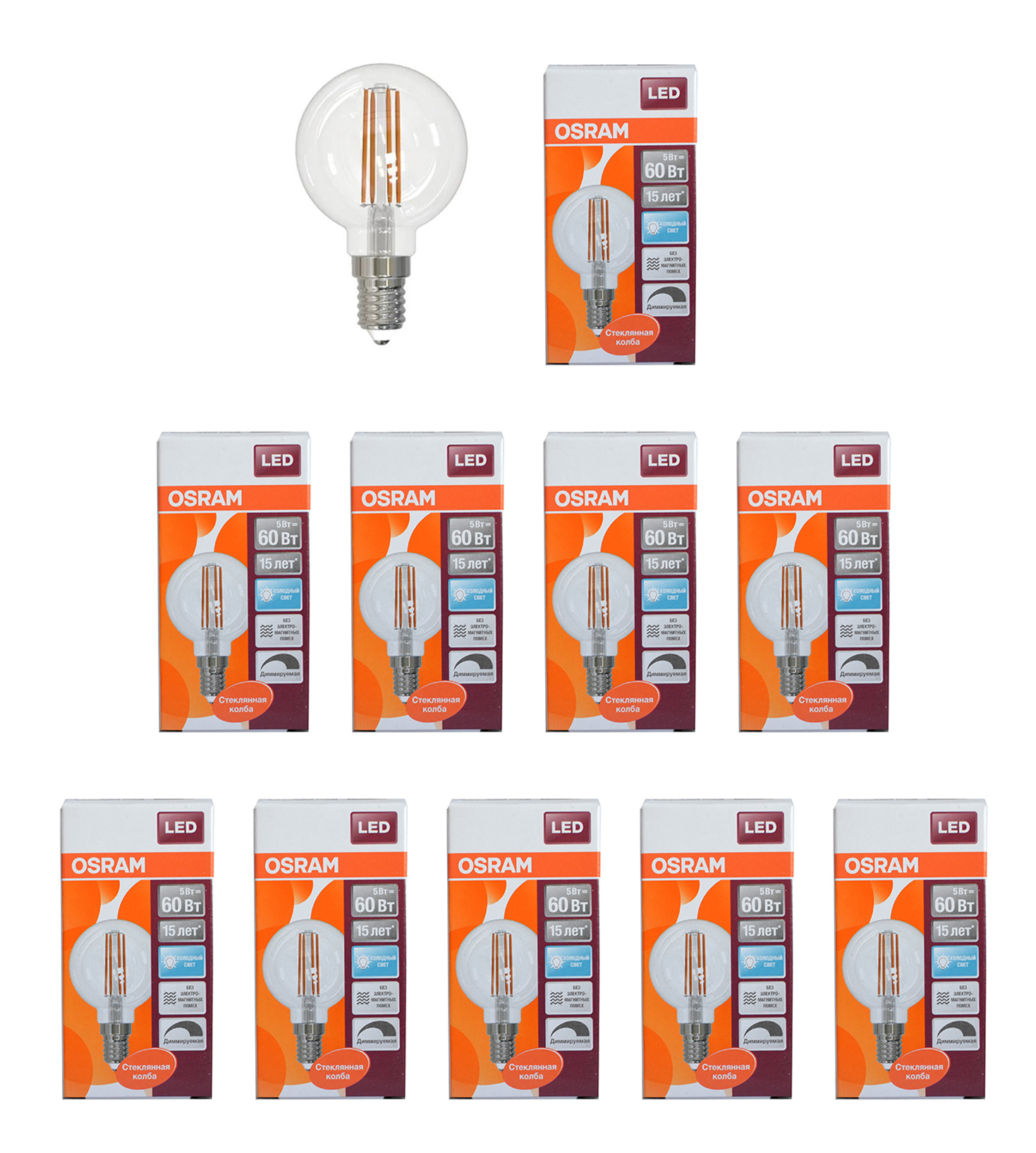 Лампочка светодиодная OSRAM Шар P E14 5Вт 220В 520Лм 4000К Дневной белый Диммируемая 10шт, Шар P E14 5Вт 220В 520Лм 4000К Диммируемая
Лампочка светодиодная OSRAM Шар P E14 5Вт 220В 520Лм 4000К Дневной белый Диммируемая 10шт, Шар P E14 5Вт 220В 520Лм 4000К Диммируемая