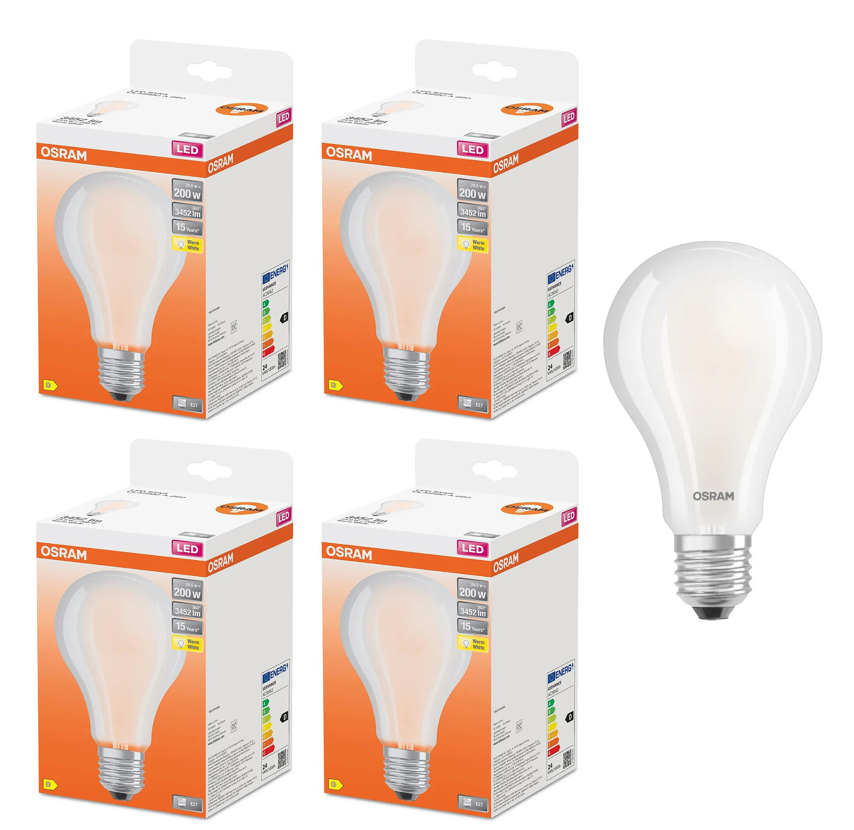 Лампочка светодиодная OSRAM Груша A E27 24Вт 220В 3452Лм Филаментная 2700К Тепл белый 4шт, Груша A E27 24Вт 220В 3452Лм Филамент 2700К
Лампочка светодиодная OSRAM Груша A E27 24Вт 220В 3452Лм Филаментная 2700К Тепл белый 4шт, Груша A E27 24Вт 220В 3452Лм Филамент 2700К
