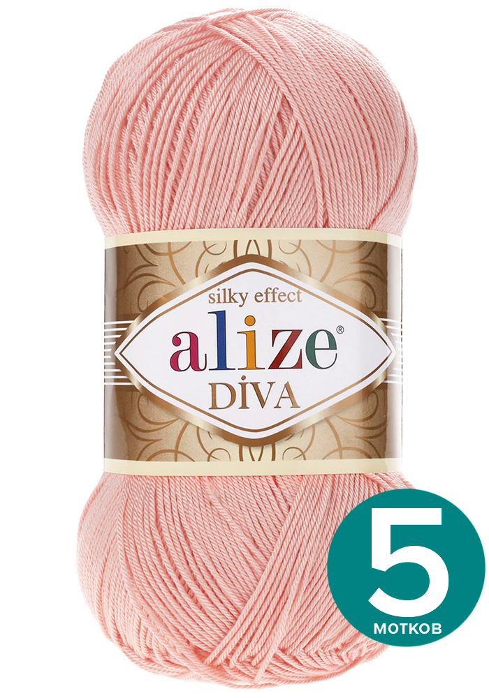Пряжа Alize Diva (Ализе Дива) - персик (145), 100 г / 350 м (100% микрофибра акрил) - 5 шт, Розовый, Divа klubоk.shор
Пряжа Alize Diva (Ализе Дива) - персик (145), 100 г / 350 м (100% микрофибра акрил) - 5 шт, Розовый, Divа klubоk.shор