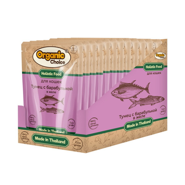 Влажный корм для кошек Organic Сhoice Low Grain тунец с барабулькой в желе 12 шт по 70 г 
Влажный корм для кошек Organic Сhoice Low Grain тунец с барабулькой в желе 12 шт по 70 г