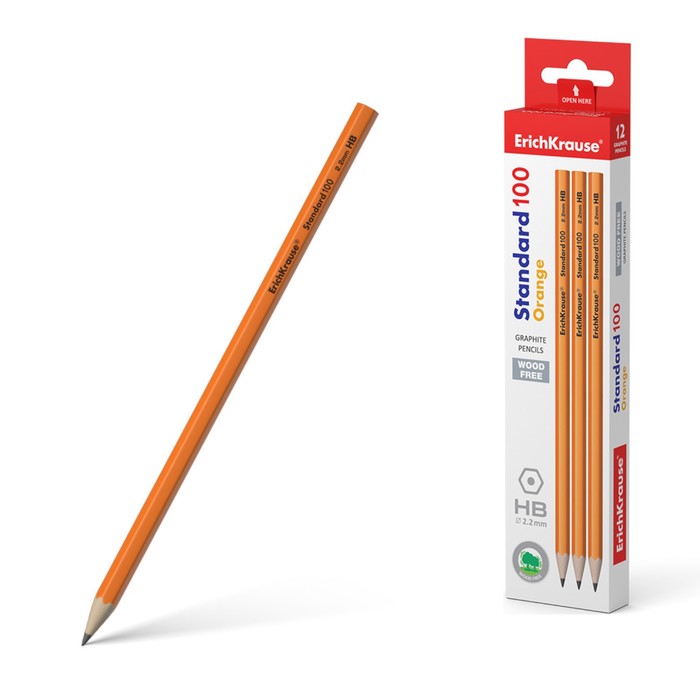 Карандаш чернографитный ErichKrause Standard 100 Orange, HB, грифель d= 2.2 мм, шестигранн
Карандаш чернографитный ErichKrause Standard 100 Orange, HB, грифель d= 2.2 мм, шестигранн