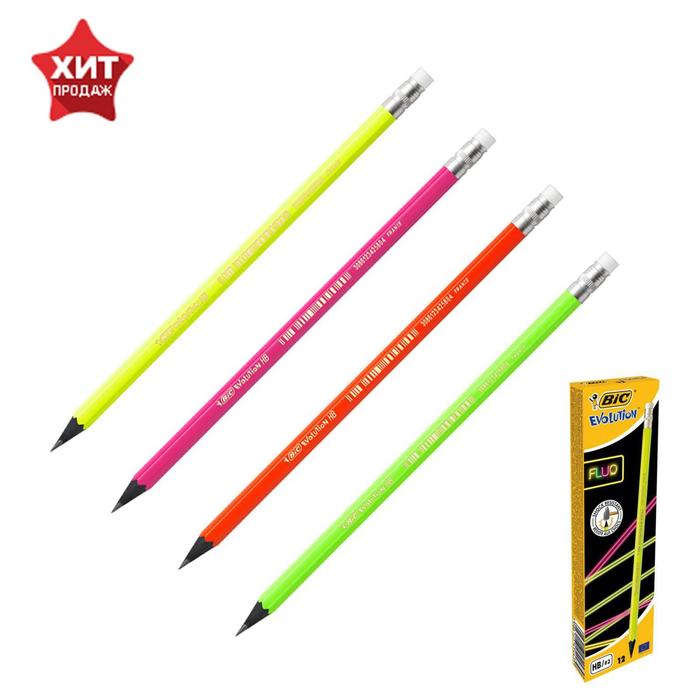 Карандаш чернографитный HB, BIC Evolution Fluo, c ластиком, неоновые цвета корпуса, микс
Карандаш чернографитный HB, BIC Evolution Fluo, c ластиком, неоновые цвета корпуса, микс