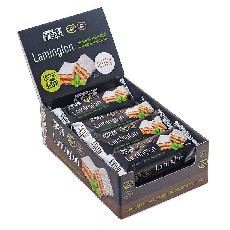 ProteinRex Ламингтон протеиновое 50 г, 8 шт, вкус: молочный, Ламингтон протеиновое 50 г, 8 шт, вкус: молочный
ProteinRex Ламингтон протеиновое 50 г, 8 шт, вкус: молочный, Ламингтон протеиновое 50 г, 8 шт, вкус: молочный