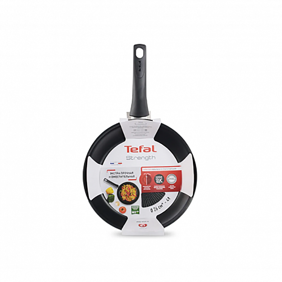 Сковорода Tefal Strength, алюминиевая, 26 см, антипригарная, Черный, Стокмарт-Сковороды1-1
Сковорода Tefal Strength, алюминиевая, 26 см, антипригарная, Черный, Стокмарт-Сковороды1-1