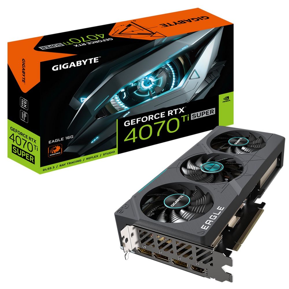 Видеокарта GIGABYTE NVIDIA GeForce RTX 4070 Ti SUPER EAGLE, GeForce RTX 4070 Ti SUPER EAGLE
Видеокарта GIGABYTE NVIDIA GeForce RTX 4070 Ti SUPER EAGLE, GeForce RTX 4070 Ti SUPER EAGLE