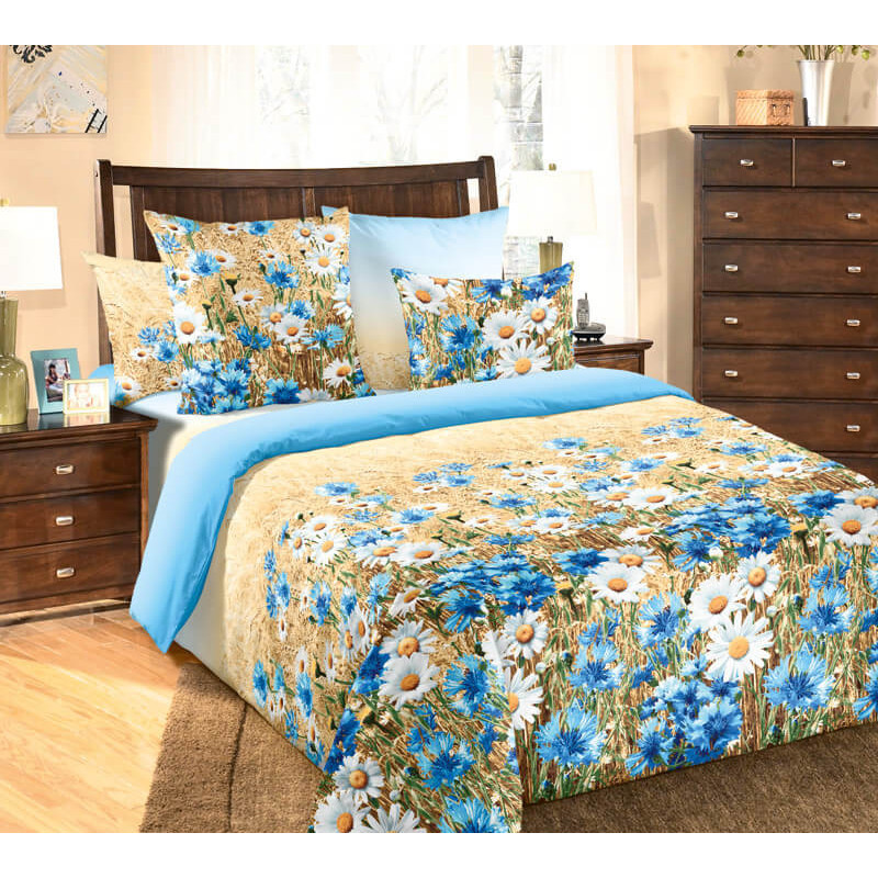 Постельное белье Ивановотекстиль семейное бязь Васильки, Васильки