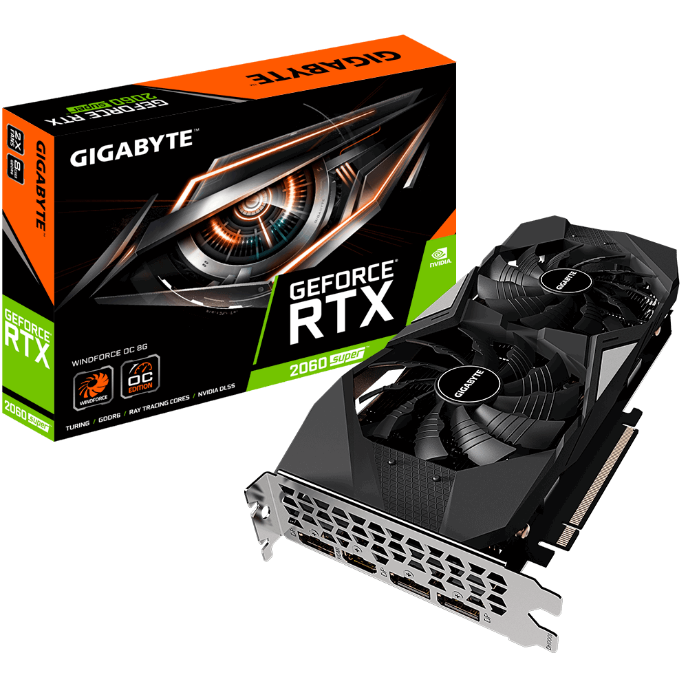 Видеокарта GIGABYTE NVIDIA GeForce RTX 2060 Super WINDFORCE OC (GV-N206SWF2OC-8GD 1.1), Черный, GeForce RTX 2060 Super WINDFORCE OC
Видеокарта GIGABYTE NVIDIA GeForce RTX 2060 Super WINDFORCE OC (GV-N206SWF2OC-8GD 1.1), Черный, GeForce RTX 2060 Super WINDFORCE OC