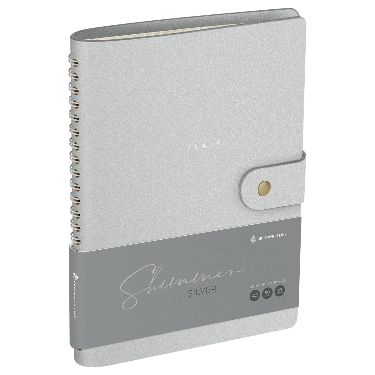 Записная книжка А5 96л. кожзам скрытый гребень Greenwich Line Shimmer. Silver блок в линию
Записная книжка А5 96л. кожзам скрытый гребень Greenwich Line Shimmer. Silver блок в линию