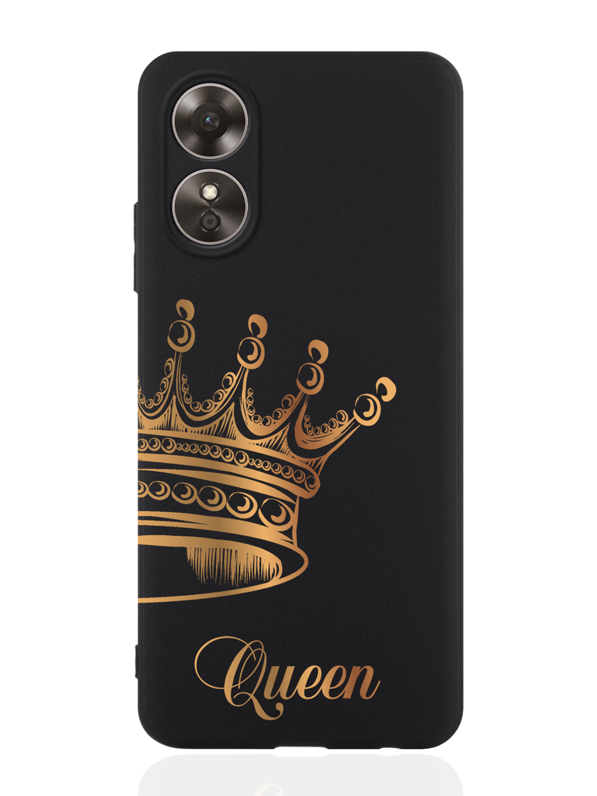 Чехол для смартфона OPPO A17/ A17k черный силиконовый Парный чехол корона Queen, Черный;золотой 
Чехол для смартфона OPPO A17/ A17k черный силиконовый Парный чехол корона Queen, Черный;золотой