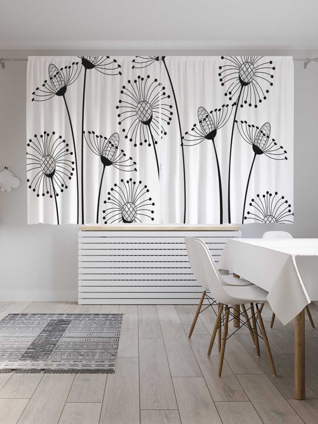 фото Шторы с фотопечатью joyarty "зарисовки цветов" из сатена, 290х180 см