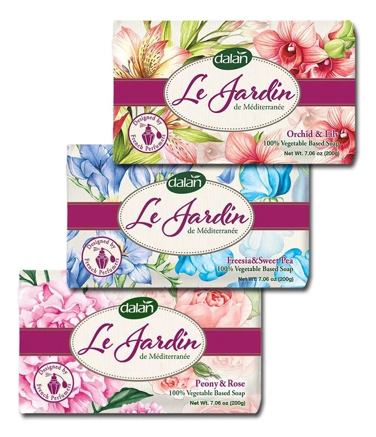 Мыло DALAN Le Jardin Пион и Роза, Орхидея и Лилия, Фрезия и Душистый горошек 3 шт. х 200 г
Мыло DALAN Le Jardin Пион и Роза, Орхидея и Лилия, Фрезия и Душистый горошек 3 шт. х 200 г