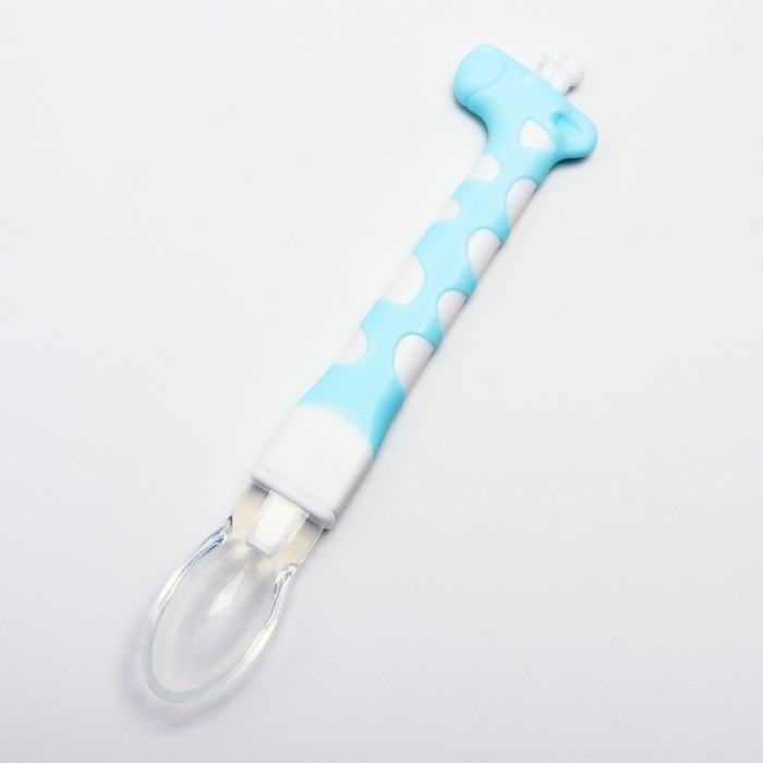 фото Ложка детская для кормления «жираф», цвет голубой mum&baby