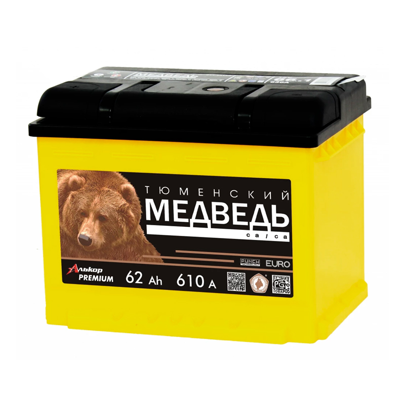 АЛЬКОР Аккумулятор 62 а/ч "Тюменский медведь" 610A (прямая полярность) (242*175*190) (с ин
АЛЬКОР Аккумулятор 62 а/ч "Тюменский медведь" 610A (прямая полярность) (242*175*190) (с ин