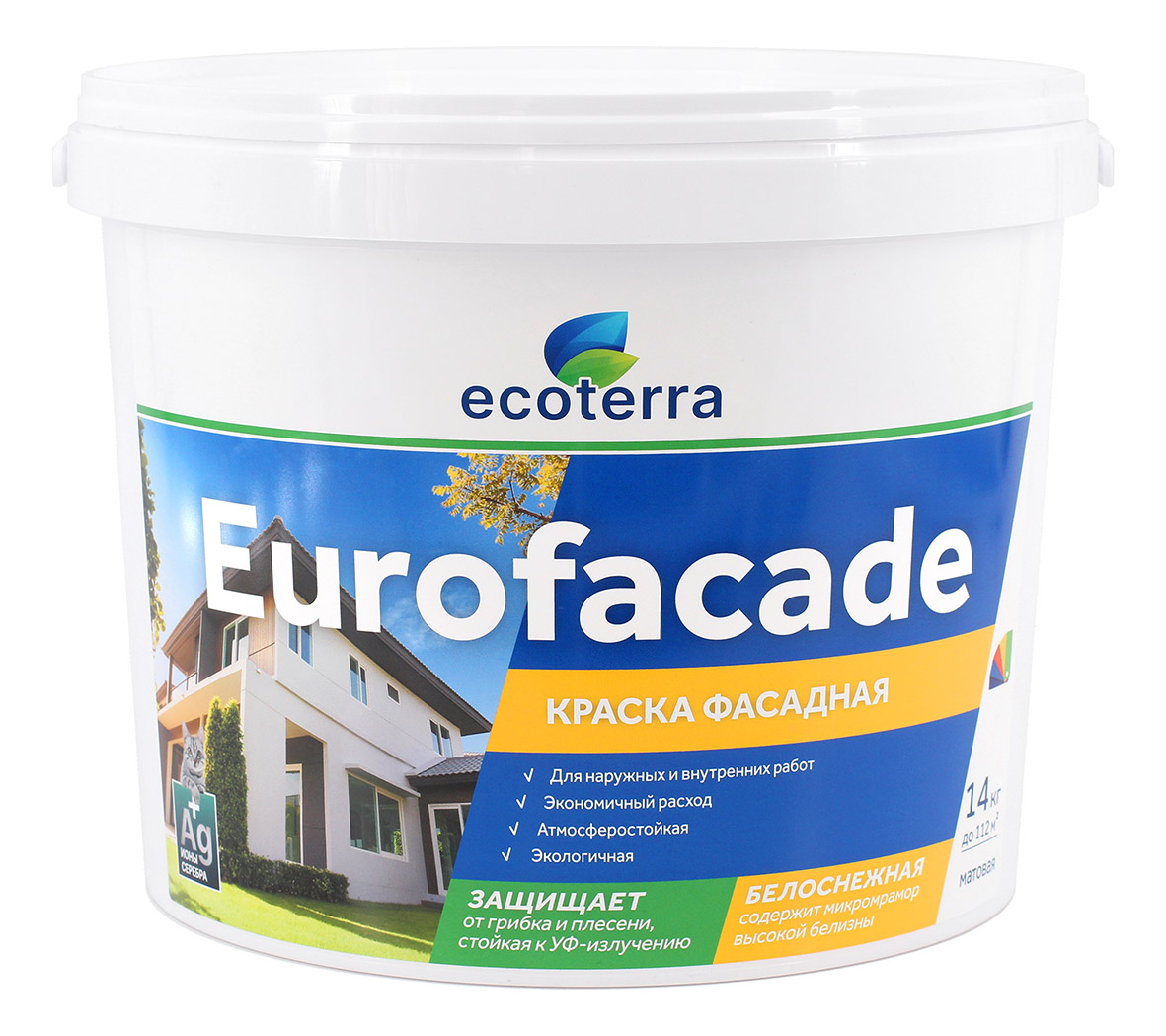 Краска фасадная Eurofacade ECOTERRA мат. белоснежная 14 кг /1, Белый, Краска фасадная Eurofacade ECOTERRA мат. белоснежная 14 кг /1
Краска фасадная Eurofacade ECOTERRA мат. белоснежная 14 кг /1, Белый, Краска фасадная Eurofacade ECOTERRA мат. белоснежная 14 кг /1