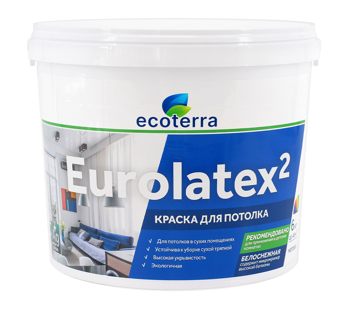 Краска ВД-АК 2180 д/потолков ECOTERRA Eurolatex 2 мат. белоснежная 6 кг /1, Белый, Краска ВД-АК 2180 д/потолков ECOTERRA Eurolatex 2 мат. белоснежная 6 кг /1
Краска ВД-АК 2180 д/потолков ECOTERRA Eurolatex 2 мат. белоснежная 6 кг /1, Белый, Краска ВД-АК 2180 д/потолков ECOTERRA Eurolatex 2 мат. белоснежная 6 кг /1