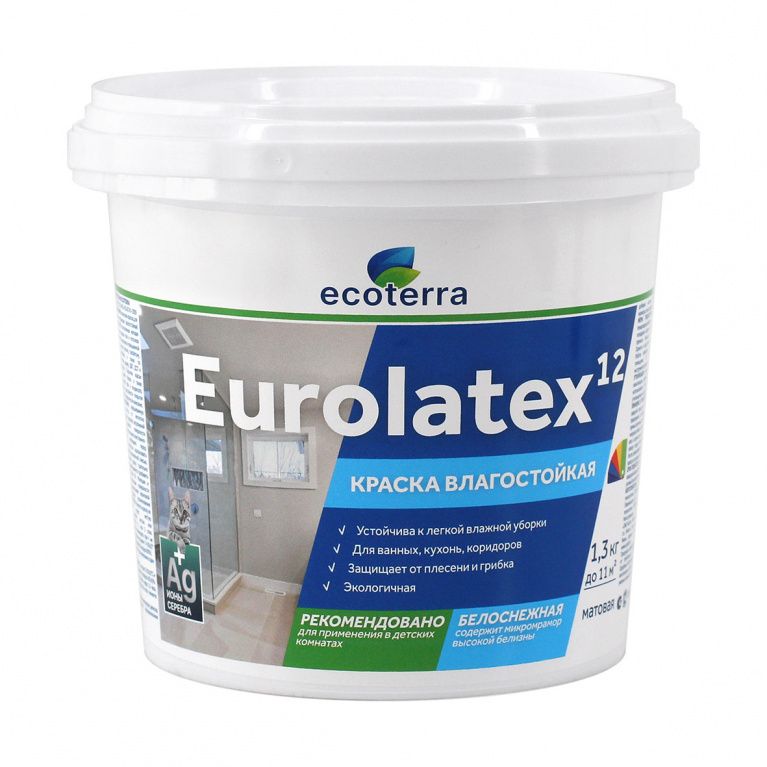 Краска ВД-АК 2180 влагостойкая ECOTERRA Eurolatex 12 мат. белоснежная 1,3 кг /9, Белый, Краска ВД-АК 2180 влагостойкая ECOTERRA Eurolatex 12 мат. белоснежная 1,3 кг /9
Краска ВД-АК 2180 влагостойкая ECOTERRA Eurolatex 12 мат. белоснежная 1,3 кг /9, Белый, Краска ВД-АК 2180 влагостойкая ECOTERRA Eurolatex 12 мат. белоснежная 1,3 кг /9