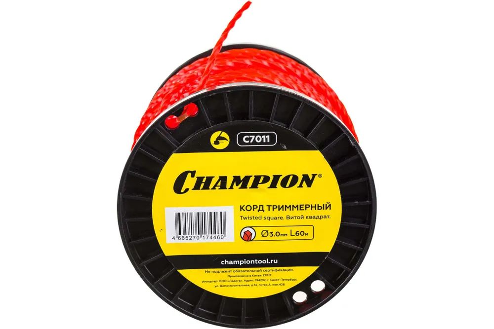 Леска для триммера витая квадрат 3 мм Champion Twisted square 60 м, Оранжевый, Twisted Square
Леска для триммера витая квадрат 3 мм Champion Twisted square 60 м, Оранжевый, Twisted Square