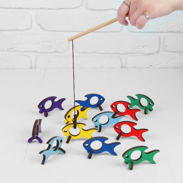 фото Игра «поймай-ка. рыбки», удочка с крючком деревянные игрушки