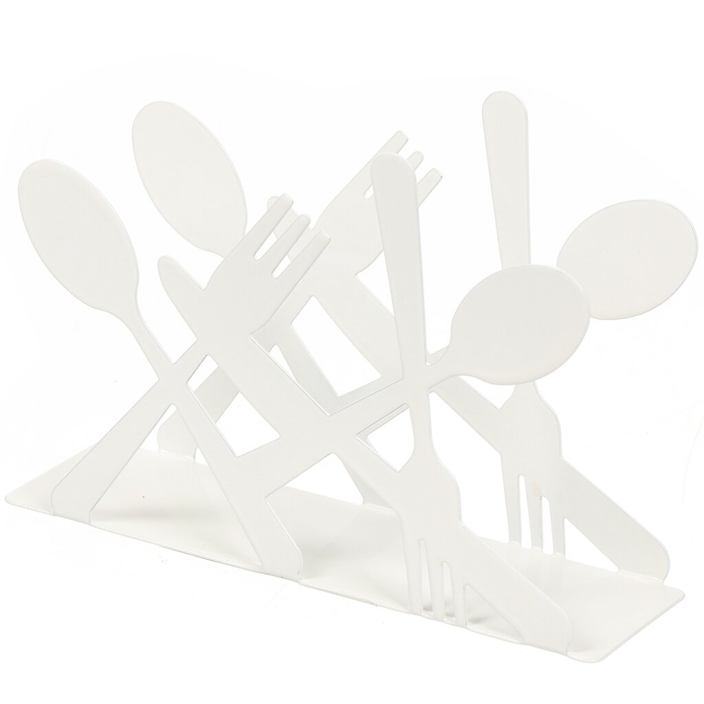 фото Салфетница металл, 13.5х4х9.5 см, белая, ложка-вилка, y4-3331 nobrand