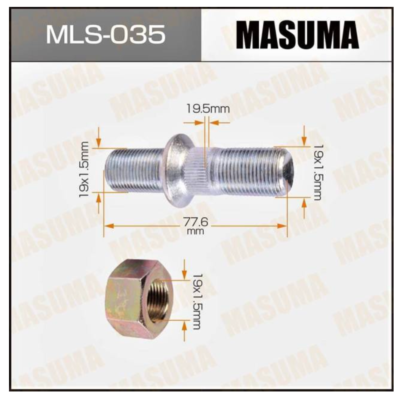 MLS-035_шпилька колесная зад.L! M19x1.5/M19x1.5 к-кт с гайкой M19x1.5 Mitsubishi Canter
MLS-035_шпилька колесная зад.L! M19x1.5/M19x1.5 к-кт с гайкой M19x1.5 Mitsubishi Canter