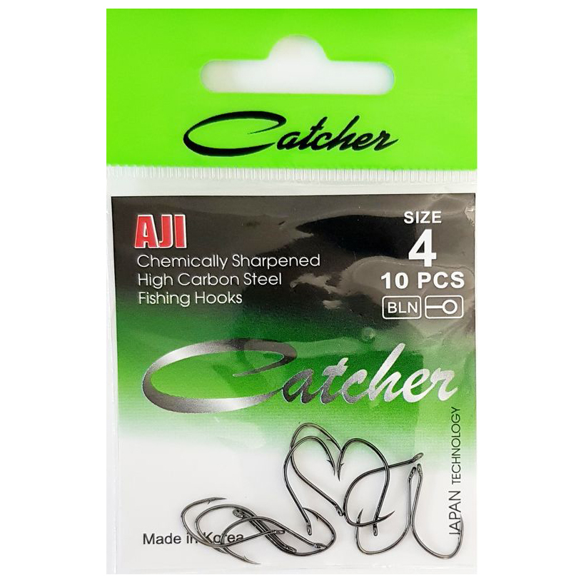 Одинарные крючки Catcher кристалл №4 BN, с колечком, загнутое острие, с бородкой, Черный, AJI
Одинарные крючки Catcher кристалл №4 BN, с колечком, загнутое острие, с бородкой, Черный, AJI