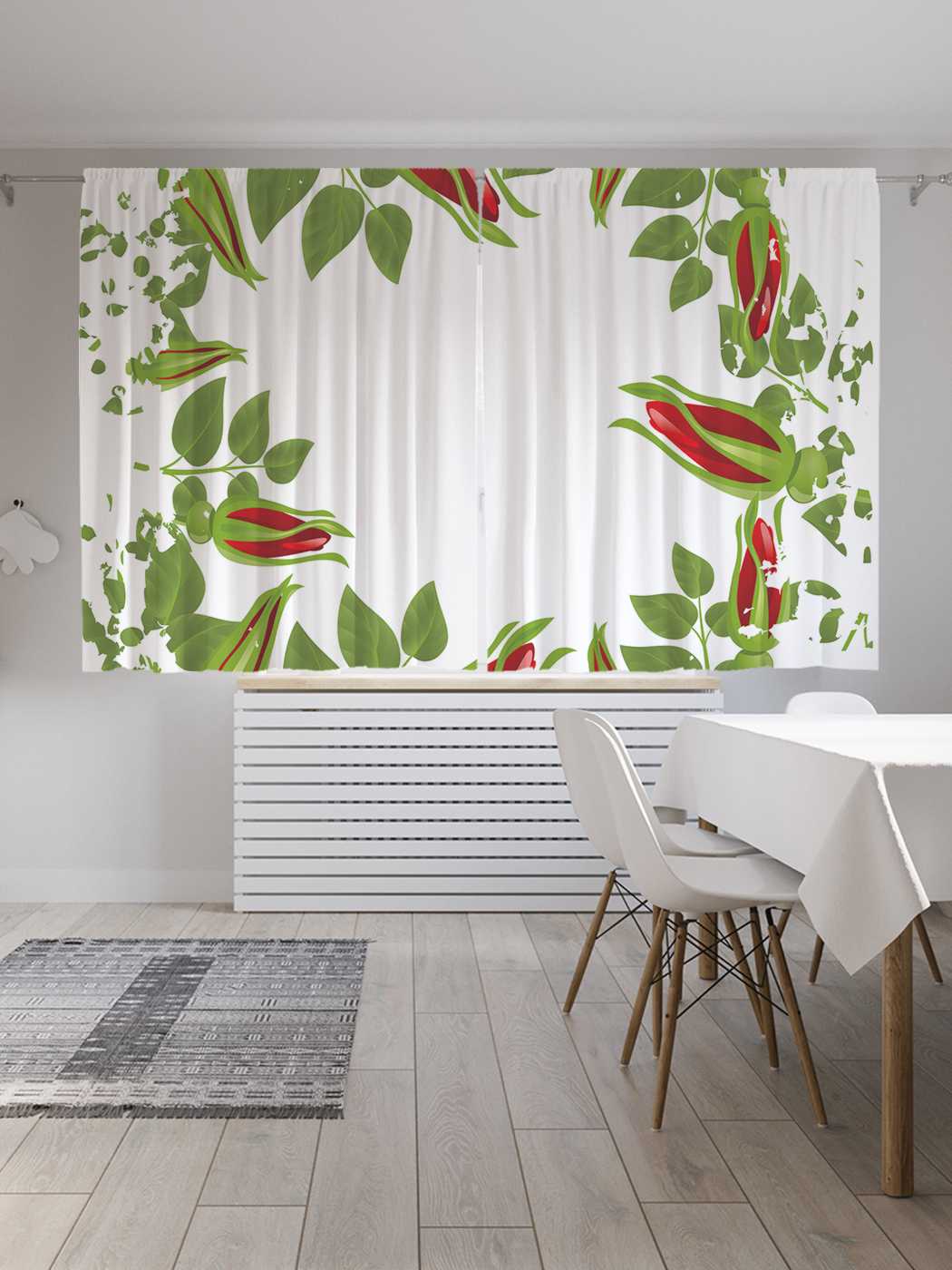 фото Шторы с фотопечатью joyarty "венок из роз" из сатена, 290х180 см