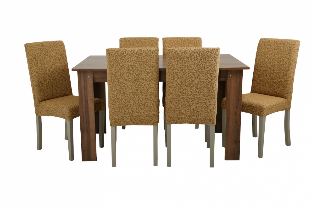 фото Чехлы на стулья без оборки venera "жаккард", цвет коричневый, комплект 6 штук