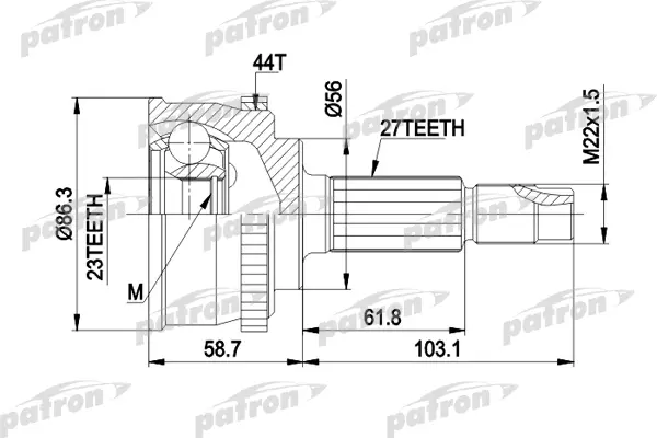 Шрус Наружный Patron 27X56X23 Abs44T Для Nissan Primera, Hatchback, Универсал 02- Pcv1508
Шрус Наружный Patron 27X56X23 Abs44T Для Nissan Primera, Hatchback, Универсал 02- Pcv1508