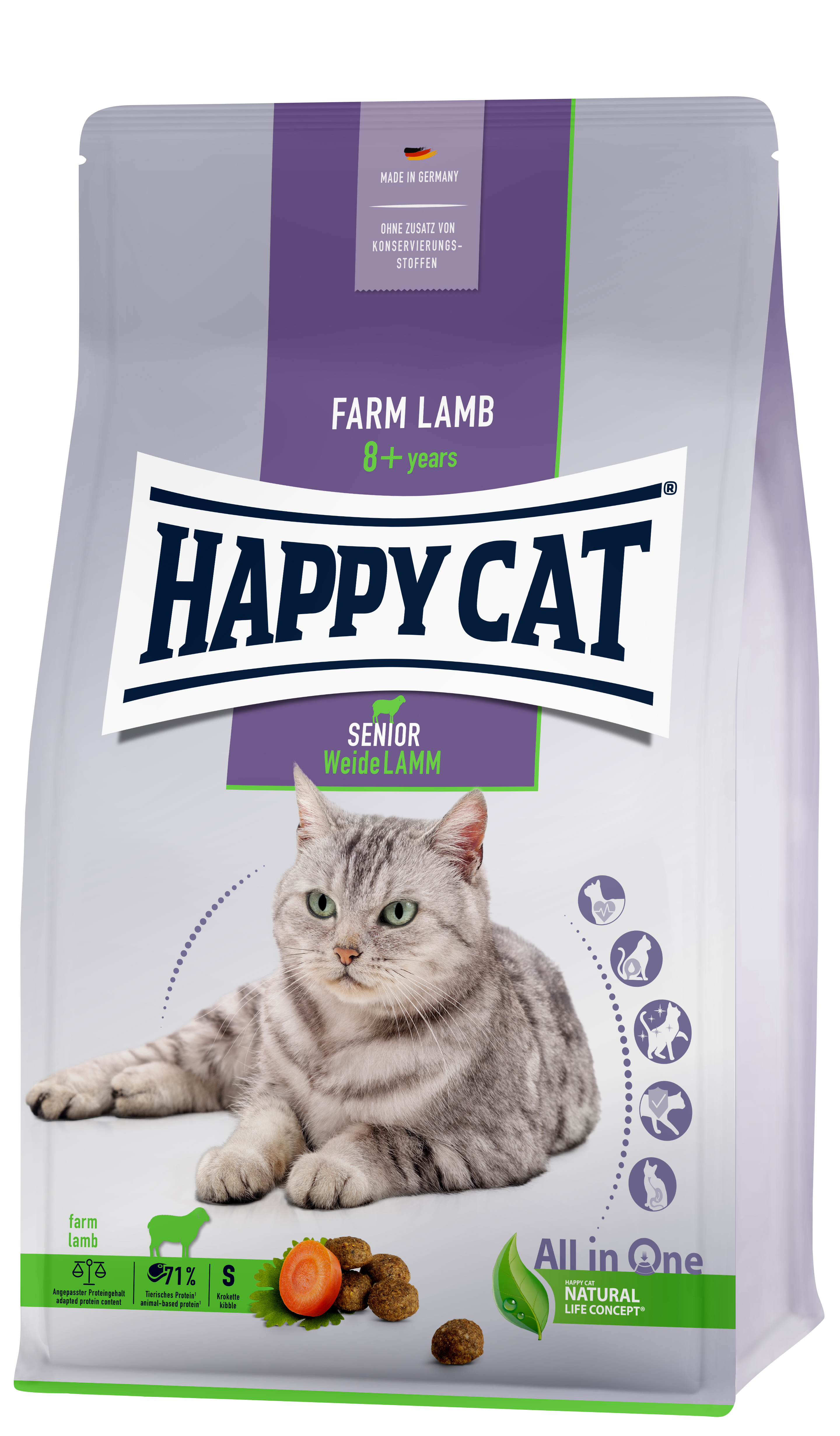 Сухой корм для кошек Happy Cat Senior, с пастбищным ягнёнком, 1,3 кг, Weid Lamb Senior для пожилых кошек старше 8 лет с пастбищным ягнёнком
Сухой корм для кошек Happy Cat Senior, с пастбищным ягнёнком, 1,3 кг, Weid Lamb Senior для пожилых кошек старше 8 лет с пастбищным ягнёнком