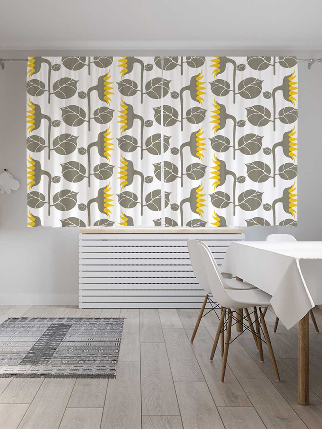 фото Шторы с фотопечатью joyarty "ограда с подсолнухами" из сатена, 290х180 см