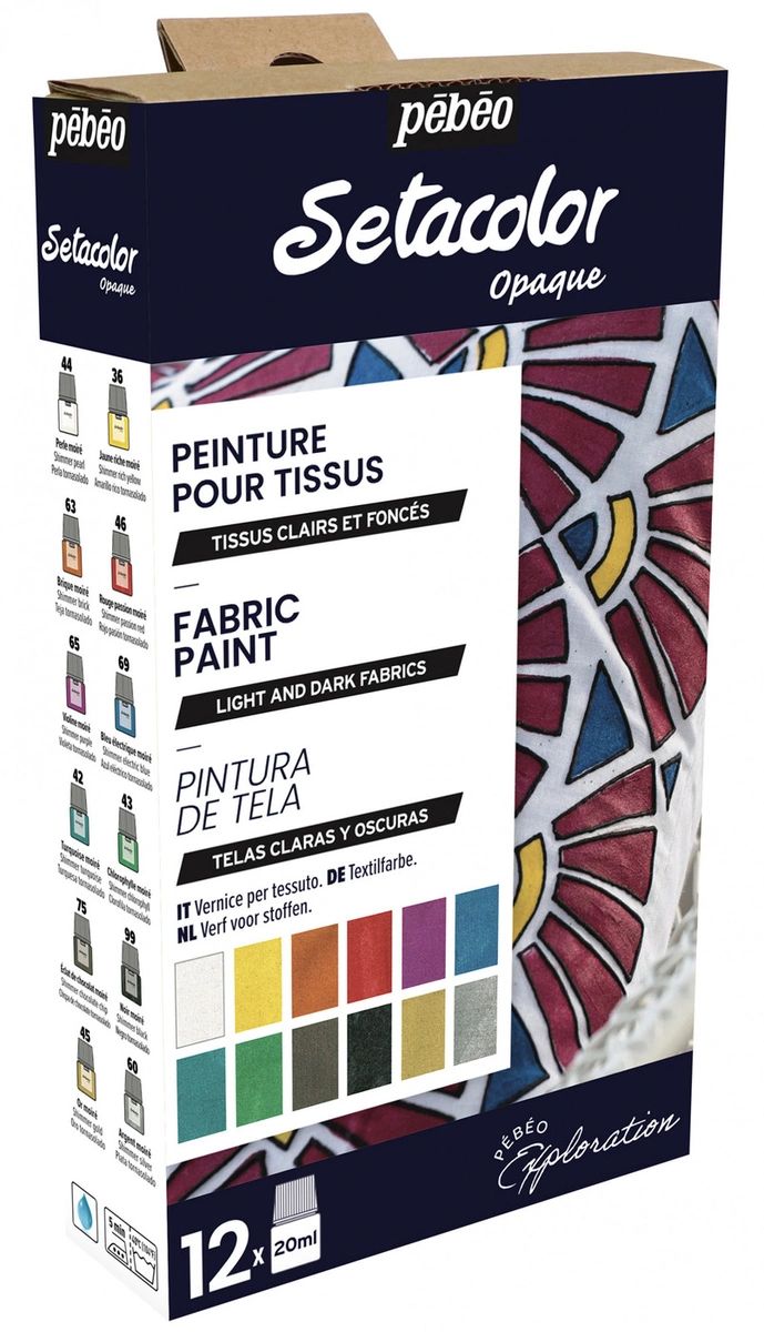 Декор Pebeo Setacolor Shimmer для темных и светлых тканей, 12 цветов, 20 мл, мерцающие, Желтый;красный;оранжевый;фиолетовый;синий;голубой;зеленый;коричневый;черный;серебристый
Декор Pebeo Setacolor Shimmer для темных и светлых тканей, 12 цветов, 20 мл, мерцающие, Желтый;красный;оранжевый;фиолетовый;синий;голубой;зеленый;коричневый;черный;серебристый