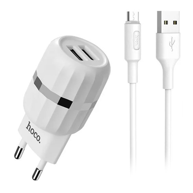 Сетевое зарядное устройство Hoco C41A + кабель MicroUSB (2,4A, 2USB) (белое)
Сетевое зарядное устройство Hoco C41A + кабель MicroUSB (2,4A, 2USB) (белое)