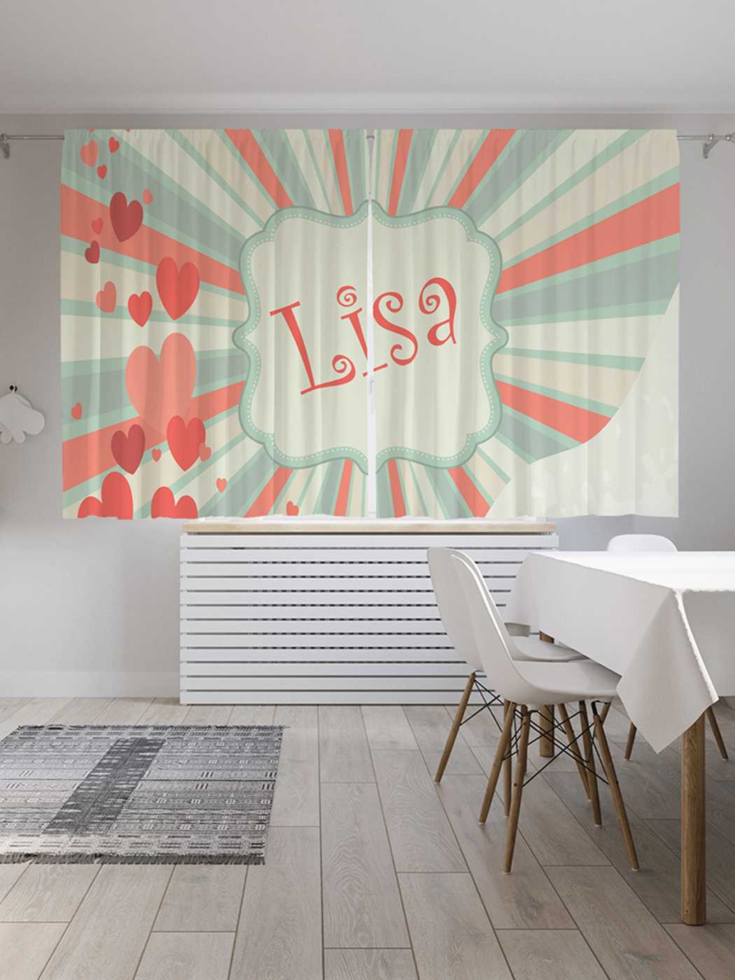 фото Шторы с фотопечатью joyarty "валентинка для лизы" из сатена, 290х180 см