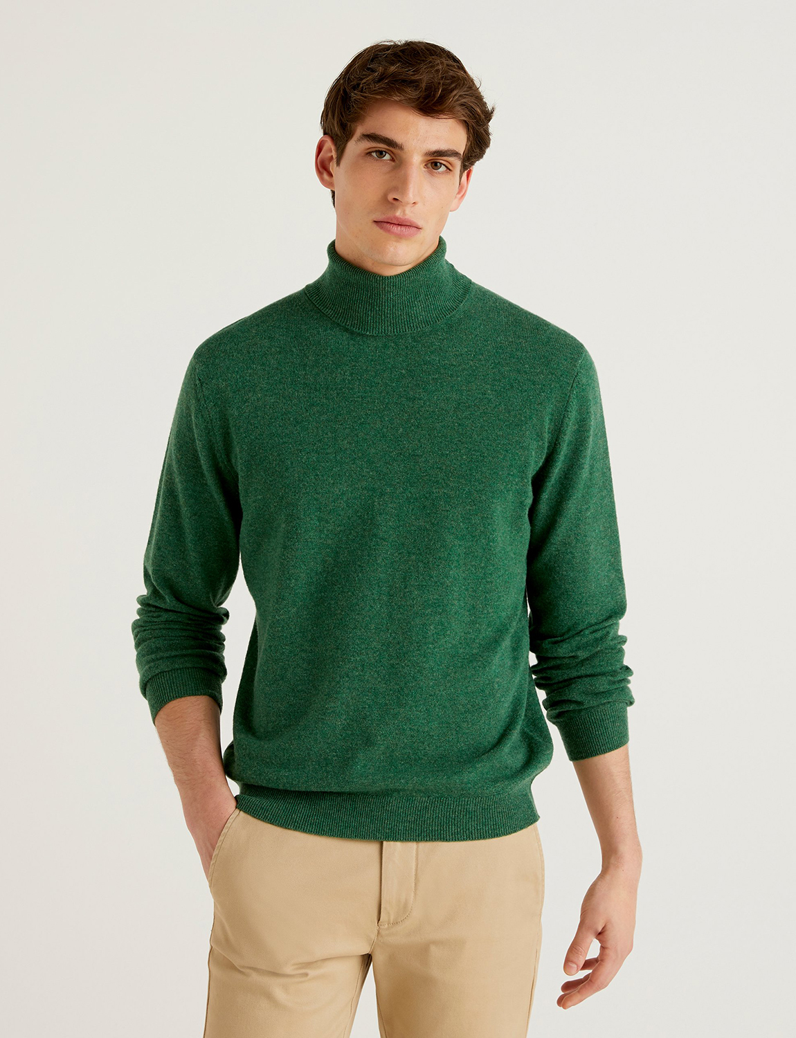 фото Водолазка мужская united colors of benetton 21a_1002u2180 зеленая xs