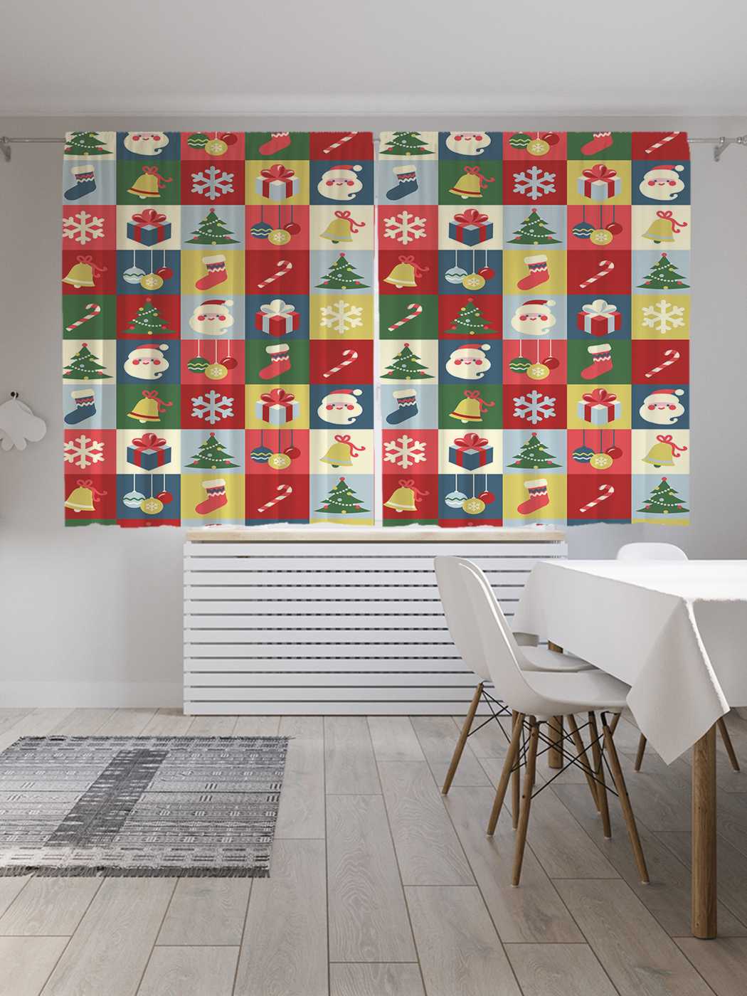 фото Шторы с фотопечатью joyarty "рождественские элементы" из сатена, 290х180 см