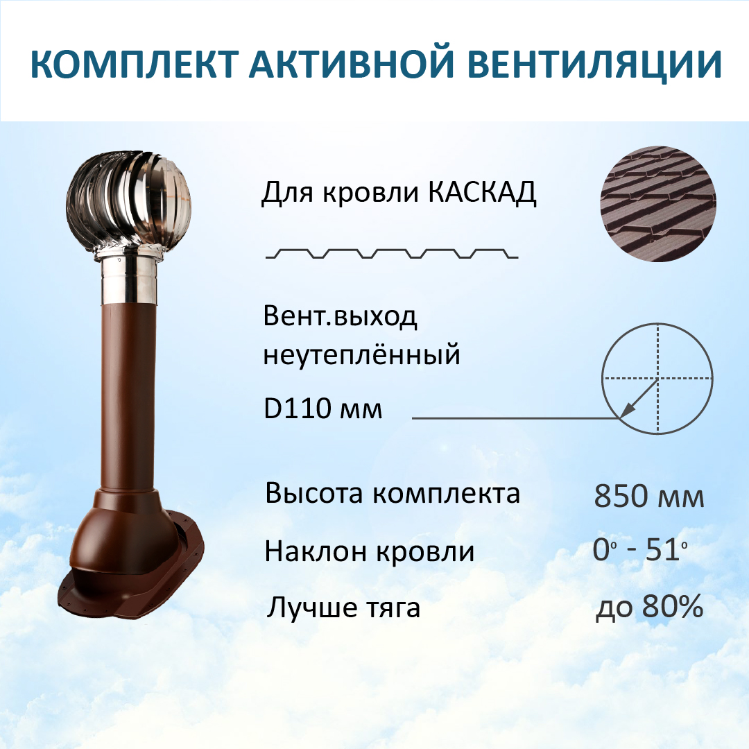 Турбодефлектор TD110 НСТ + вент. выход D110 + проходной элемент для м/ч Каскад, RAL8017, Коричневый, K-VV110/KA/TD110NST
Турбодефлектор TD110 НСТ + вент. выход D110 + проходной элемент для м/ч Каскад, RAL8017, Коричневый, K-VV110/KA/TD110NST