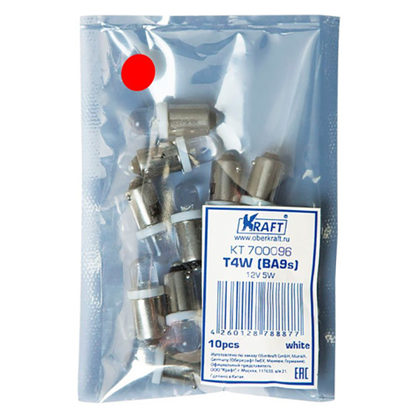 фото Лампа автомобильная светодиодная kraft kt 700096, t4w, 12в, 4вт, 100шт