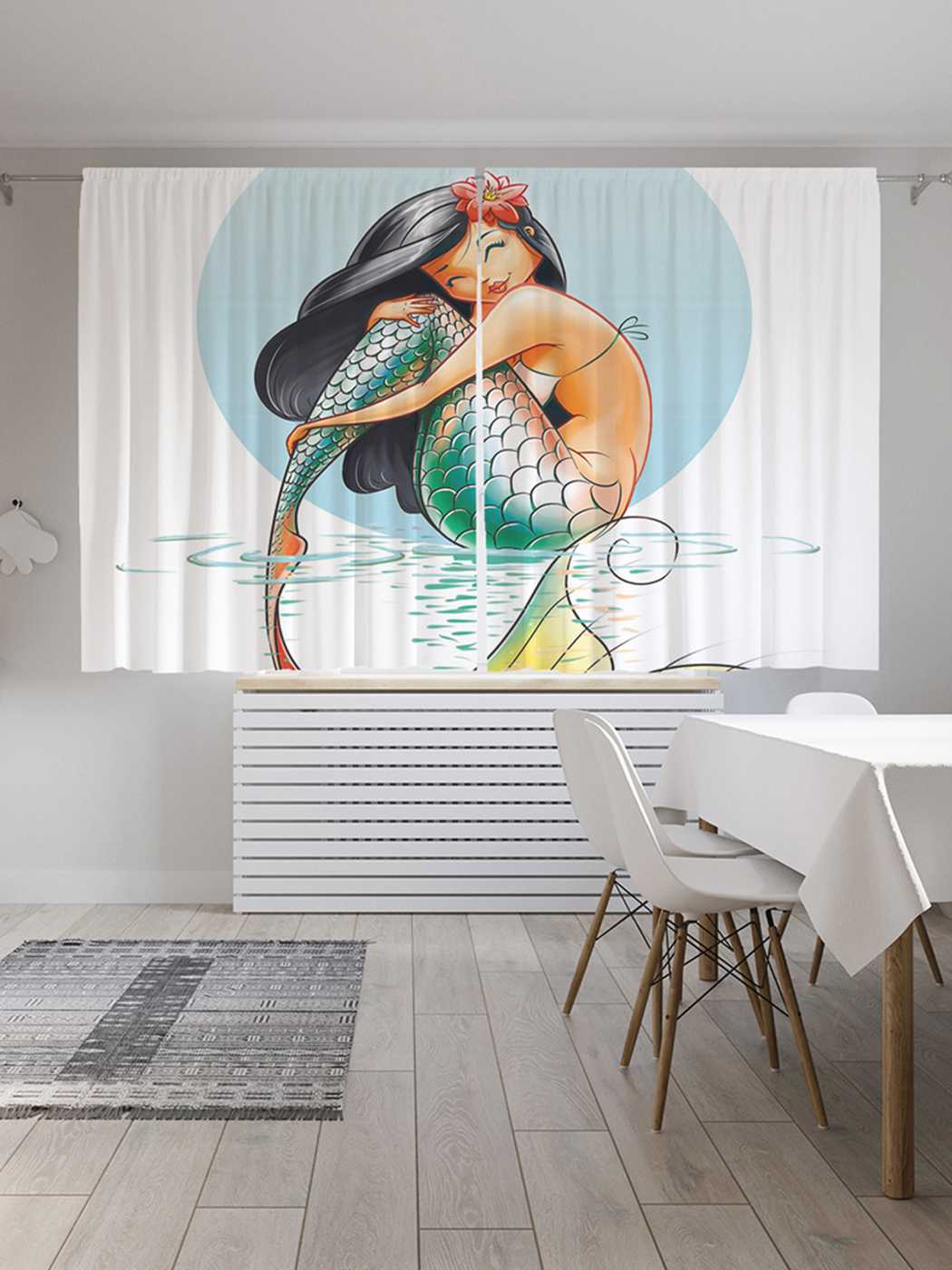 фото Шторы с фотопечатью joyarty "чудная русалка" из сатена, 290х180 см