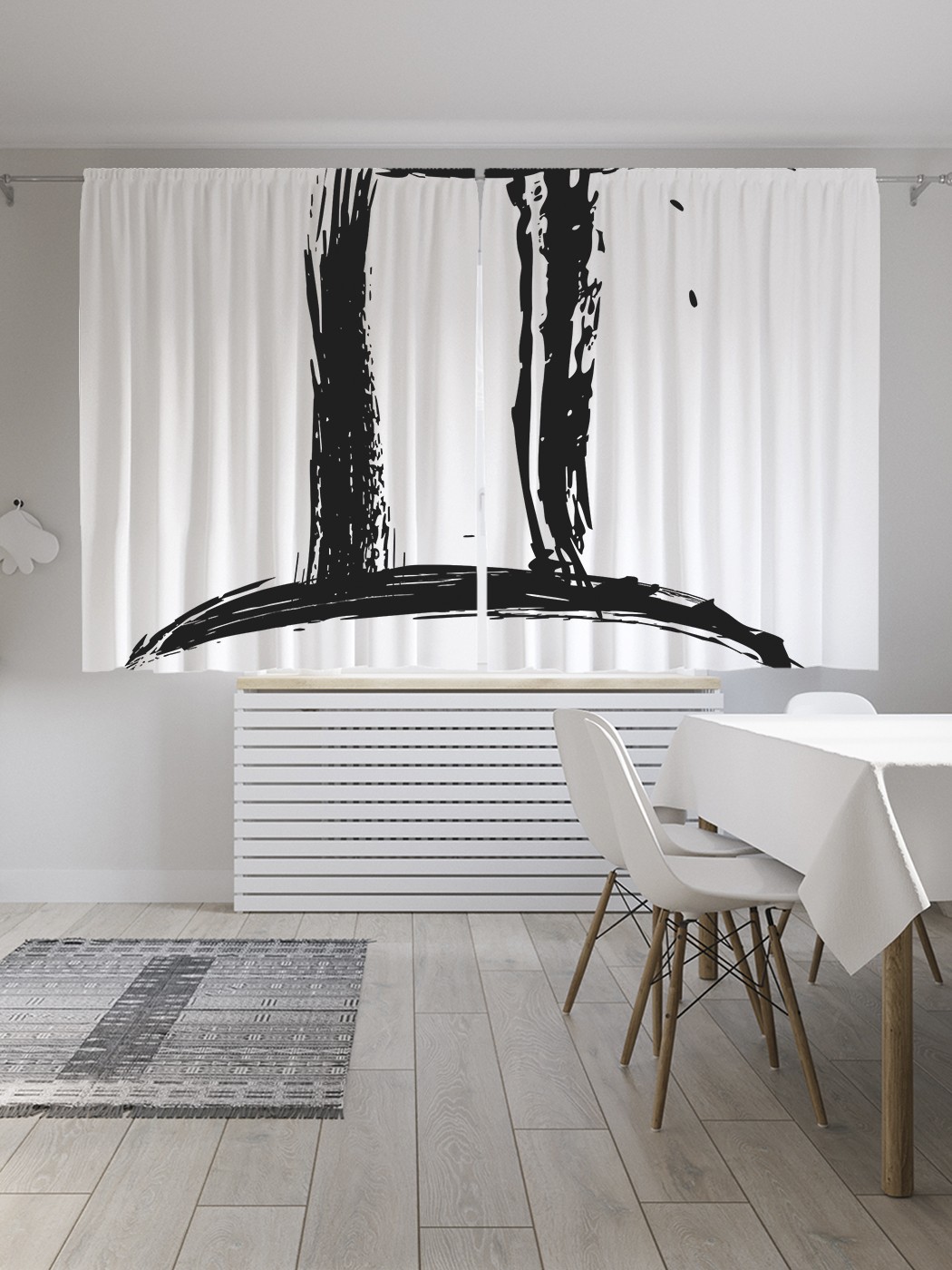 фото Шторы joyarty с фотопечатью "графический знак близнецов" из сатена, 290х180 см