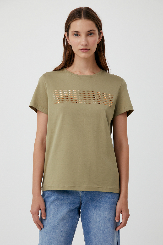 фото Футболка женская finn flare bas-10032 хаки xl