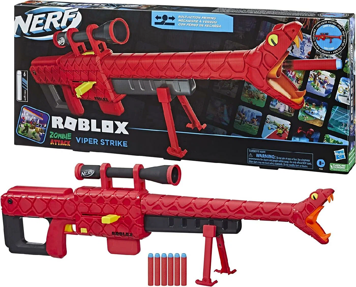 Бластер Nerf Roblox Zombie Attack Viper Strike F5483, Красный, Roblox Zombie Attack Viper Strike
Бластер Nerf Roblox Zombie Attack Viper Strike F5483, Красный, Roblox Zombie Attack Viper Strike