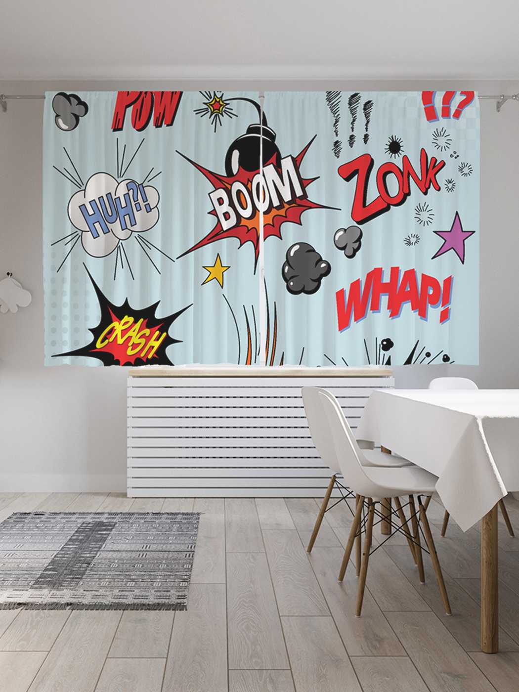 фото Шторы с фотопечатью joyarty "взрывной рисунок" из сатена, 290х180 см