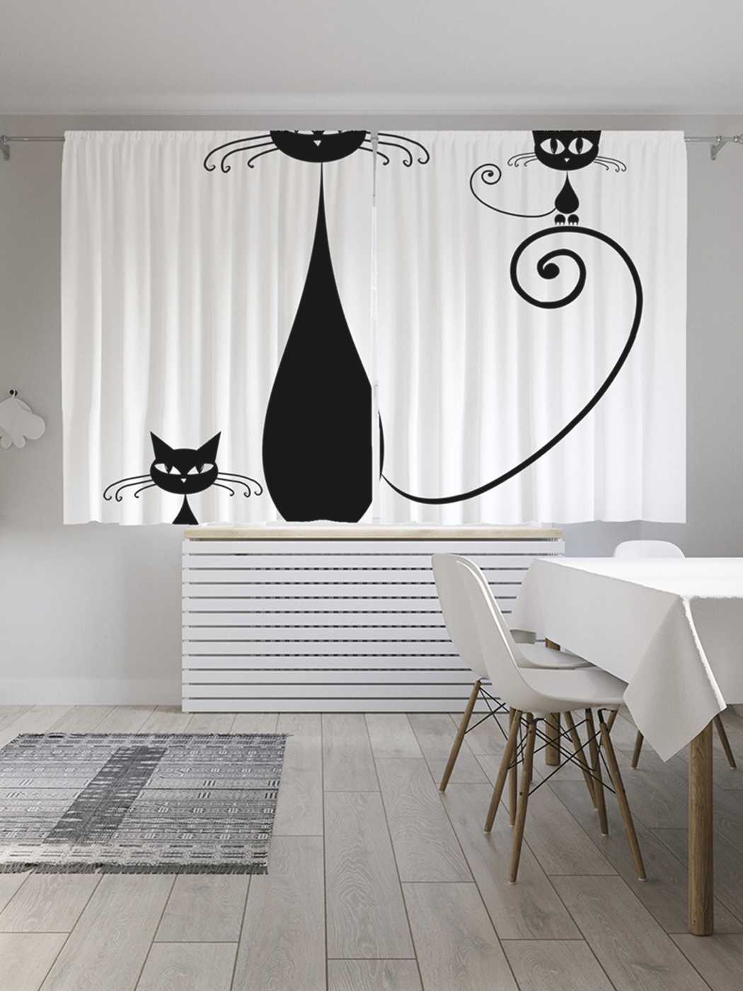 фото Шторы с фотопечатью joyarty "котята с мамой" из сатена, 290х180 см