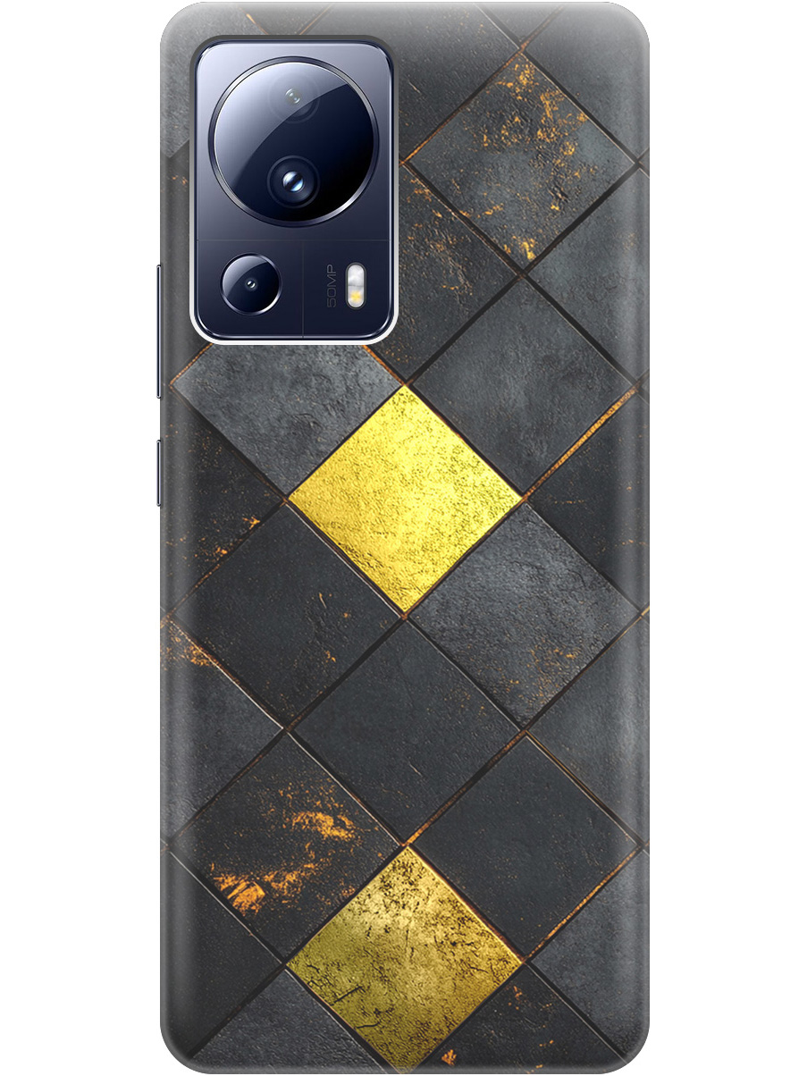 Силиконовый чехол на Xiaomi 13 Lite с принтом "Черно-золотая плитка" прозрачный, Прозрачный;золотистый;черный, 768741232 
Силиконовый чехол на Xiaomi 13 Lite с принтом "Черно-золотая плитка" прозрачный, Прозрачный;золотистый;черный, 768741232
